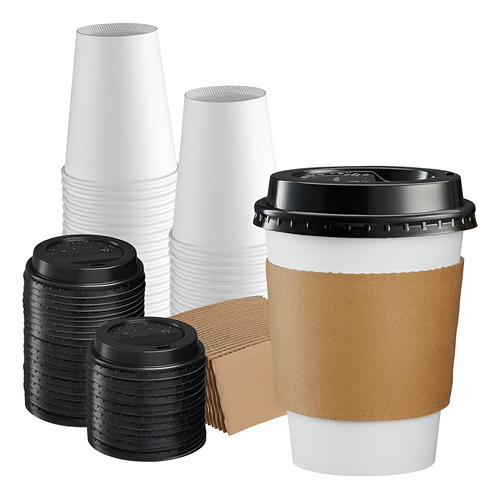 Vaso Cafe Polipapel Vasos Kraft Vaso C/tapa+manga 8oz 50und