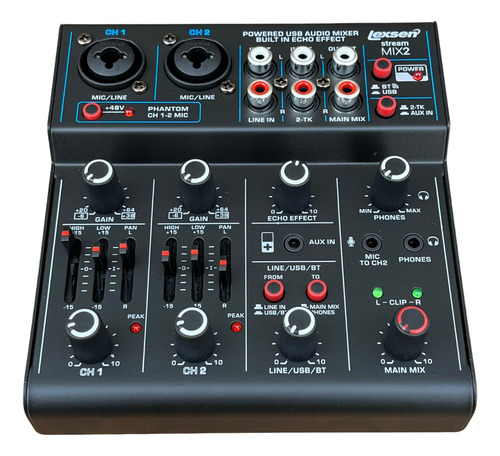 Mesa De Som 6 Canais Interface Usb Para Stream Mix2 - Lexsen