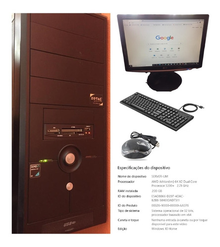 Computador Dual Core Processador 5200+2.71hgs 2gb Windows 10