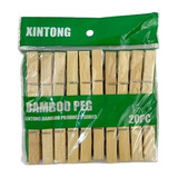 20 Perros De Ropa Pinza Bambú Colgadores Lavandería 7x1.2cm