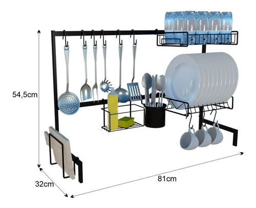 Cozinha Modular Escorredor De Pia Louça Porta Copos Ganchos
