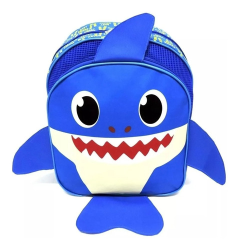 Mochila Infantil Baby Shark Costas M Papai Tubarão Azul