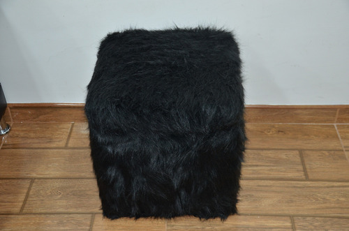 Puff Baúl Asiento Madera Peluche Cubo 42 X 42 Peludo