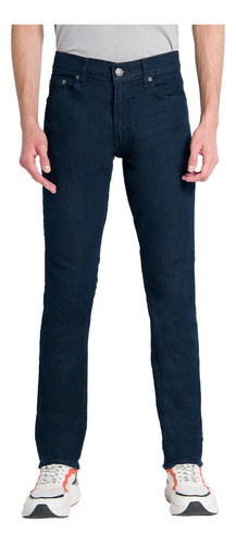 Jeans De Mezclilla Oggi Hombre Iron Slim Corte Recto Azul