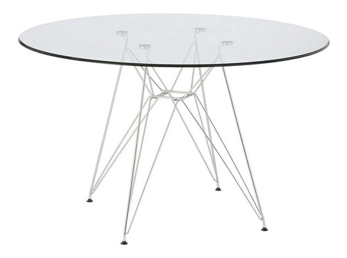 Mesa Redonda Eames Vidrio Base Eiffel 110 Cm  