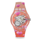 Reloj Swatch Bumping Hearts Suok145-016 Color De La Correa Multicolor Color Del Bisel Transparente Color Del Fondo Transparente