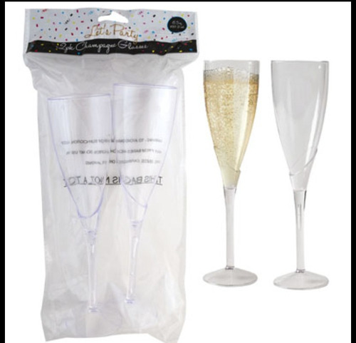 Copa Flauta Para Champagne Plástico Transparente 195ml 2pack Color Blanco