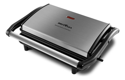 Grill Britânia Inox Press Sanduicheira Misteira Antiaderente Cor Preto/inox - Grill Britânia Press Inox Bgr27i Misteira Sanduicheira Com Luz Indicadora Antiaderente Voltagem 220v