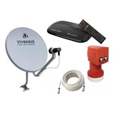 Kit Tv Antena + Receptor Lnbf Duplo Sem Mensalidade Vivensis