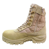 Bota Tenis Táctica Tipo Militar Beige Cosida Y Vulcanizada 