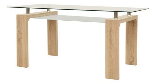 Mesa De Comedor Vidrio Templado Base Natural Modelo Lounna