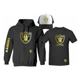 Kit Sudadera + Playera + Gorra Estilo Las Vegas Raiders Gold