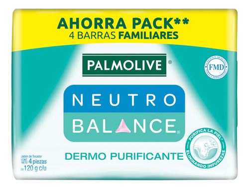 Palmolive Neutro Balance Dermo Purificante Jabón De Baño 4 Piezas X 120 Gr