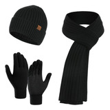 Juego De Guantes De Invierno #3 En 1 Para Adultos Con Gorro