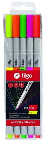 Microfibra Filgo Liner 038 0,4 Mm Set X 5 Microfibras Fluo