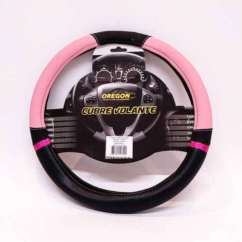 Cubre Volante Negro Y Rosa Cuero Premium Universal Femenino