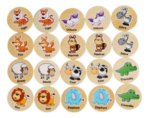 Juego De Memoria Para Niños Memorama Animales De Madera 