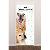 Adesivo Porta Pet Shop Gato Cachorro Banho Tosa P558 2.25x95