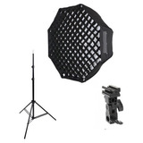 Kit Softbox Godox 95cm C/ Grid + Tripé + Suporte Para Flash