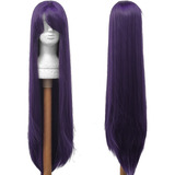 Peruca Cosplay Roxo Escuro Lisa Longa 100cm Wig Orgânica