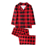 Traje De Pijama Familiar A Cuadros Navideños Para Papá, Mamá