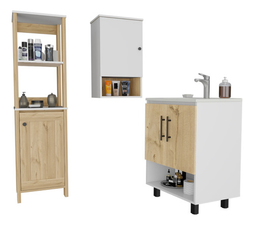 Mueble  Lavam + Mueble Optimiz + Mueble Boti - Blanco/duna