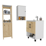 Mueble  Lavam + Mueble Optimiz + Mueble Boti - Blanco/duna