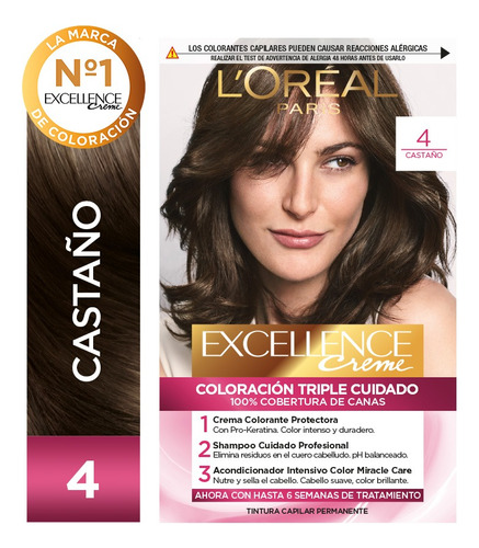  Kit De Coloración Excellence Creme L'oréal Paris Tono 4 Castaño