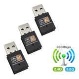 3 Adaptador Wifi Dual Band 2.4 / 5ghz 600mbps Wireless