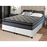 Cama Box C/ Molas Ensacadas Montreal Cinza Queen 158x198x64