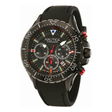 Nautica Men's Nst Chrono Black Silicone Strap Watch (model: