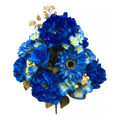 Ramo Artificial Grande De Peonias, Rosa Y Gerberas Azules | Envío gratis