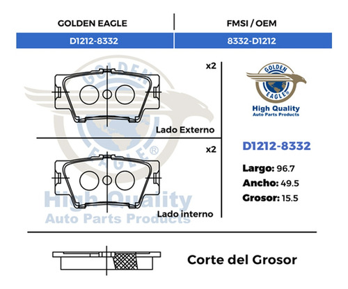 Pastilla De Freno Trasera Toyota Rav4 Limited 2017 8332 Foto 2