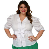 Blusa Con Cierre Tallas Extras, Roman Fashion 0179 (blanco)