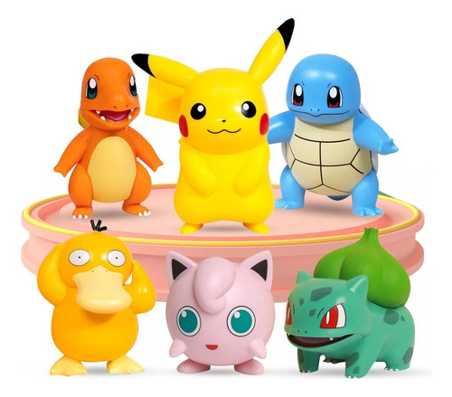 Set 6 Figuras Accion Pokemon Pikachu Charmander Cubone 