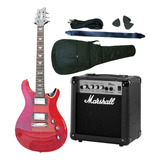 Guitarra Crimson Seg265 + Ampli Marshall Mg10 + Acc Prm Color Rojo