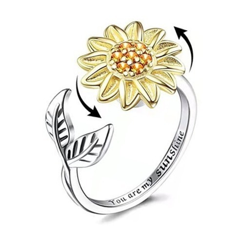 Anillo Para Mujer Girasol Giratorio Anti-ansiedad Unitalla