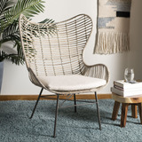 Safavieh Casa Malia Coastal White Wash Rattan Y Lino Blanco.