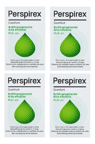 4 Un. Desodorante Roll On Perspirex Unissex Comfort - 20ml