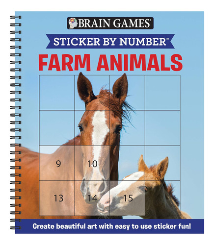 Libro: Brain Games Sticker By Number: Farm Animals (easy Art