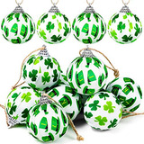 St. Patrick's Day Ball Ornaments, 12pcs Green Shamrocks...