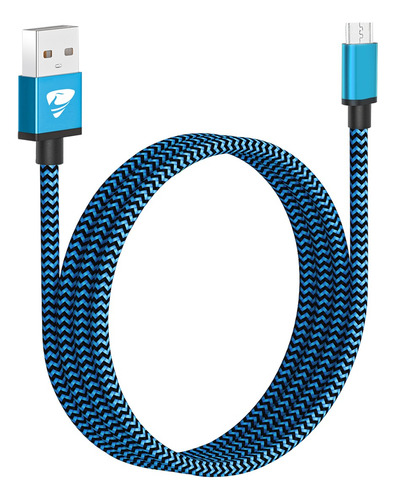 Cable De Datos Micro Usb V8 Carga Rápida 3 Metros Azul 3m