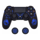 Combo Funda Y Thumb Grips Para Control De Ps4 (azul)