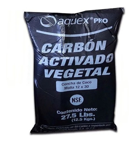 Costal De Carbon Activado De Coco Aquex 12.5kg Malla 12x30