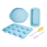 Set Reposteria Moldes Silicona Goma Muffins Cupcakes Budin