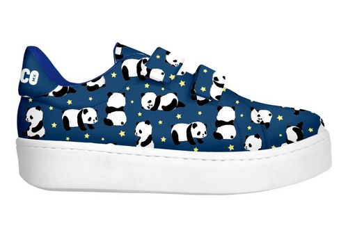 Tenis Pandas Y Estrellas Azul Marino Velcro Infantil