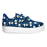 Tenis Pandas Y Estrellas Azul Marino Velcro Infantil