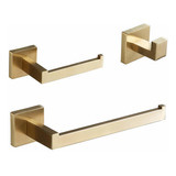 Set De 3 Accesorios Para Baño Dorado Cepillado Beelee -8lmw