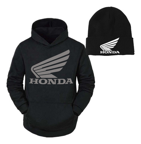 Buzo Honda Moto / Canguro Capucha Unisex + Gorra Lana