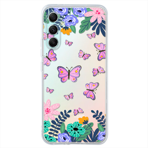 Funda Para Samsung Galaxy Mujer Mariposas Flores Uso Rudo